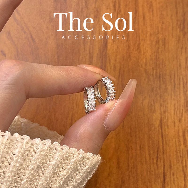  Bông Tai Hàn Quốc Diamond Hoops 