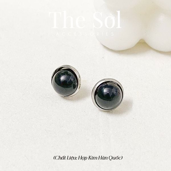  Bông Tai Hàn Quốc Black Circle 