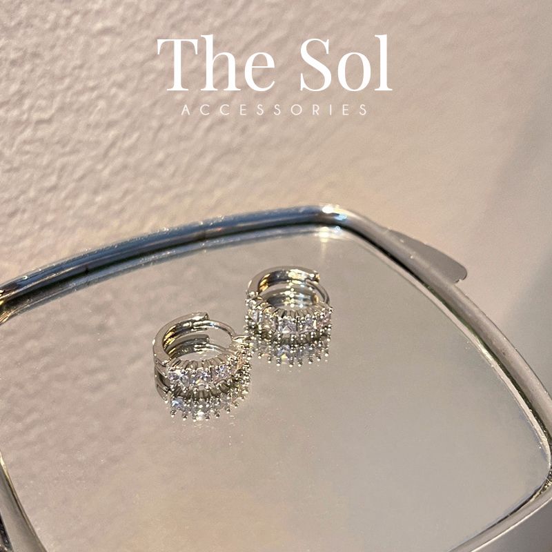  Bông Tai Hàn Quốc Diamond Hoops 