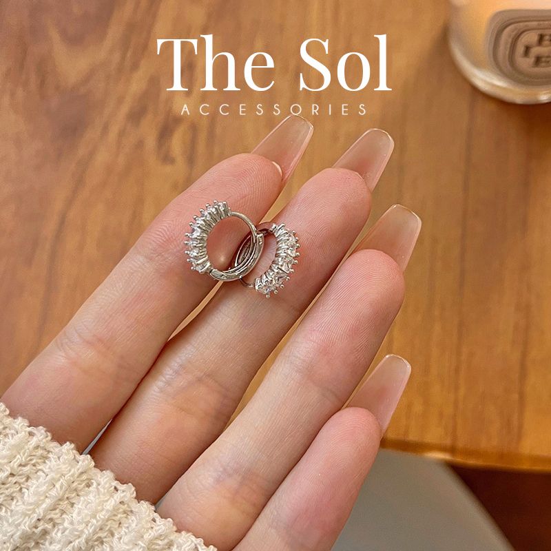  Bông Tai Hàn Quốc Diamond Hoops 