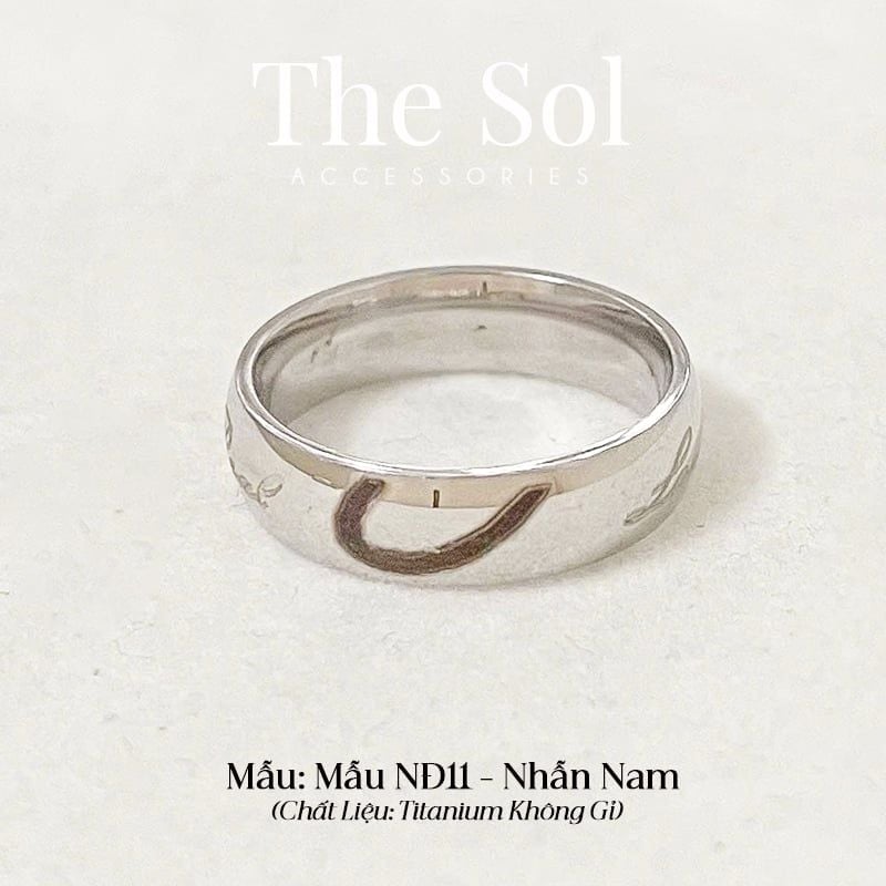  Nhẫn Titan Couple Half Heart - Mẫu NĐ11 