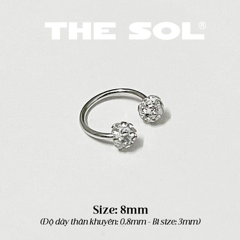  Khuyên Tai Titan Unisex SEPTUM Đính Đá Trắng 