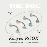  Khuyên Tai Titan Unisex ROOK Đính Đá Màu Sắc 