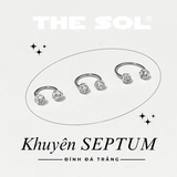  Khuyên Tai Titan Unisex SEPTUM Đính Đá Trắng 
