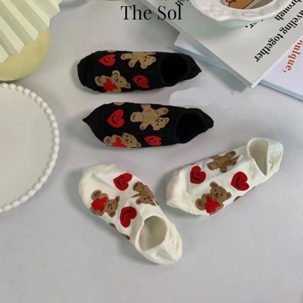  Tất Hàn Quốc Bear & Red Heart - Tất Lười 