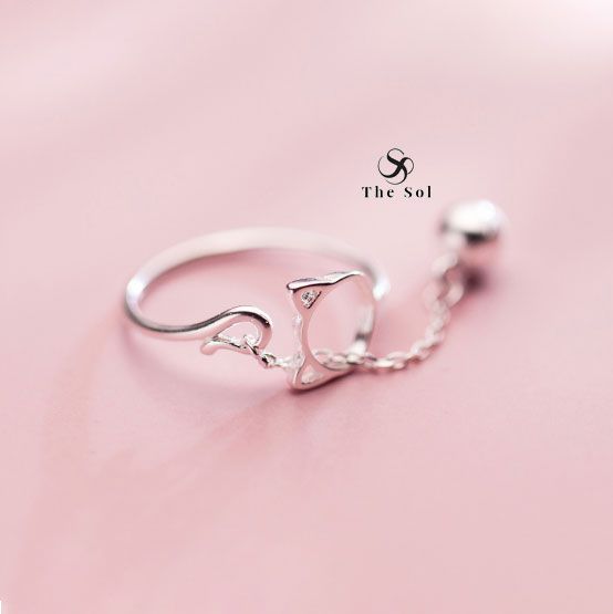  Nhẫn Bạc Cat Falling 