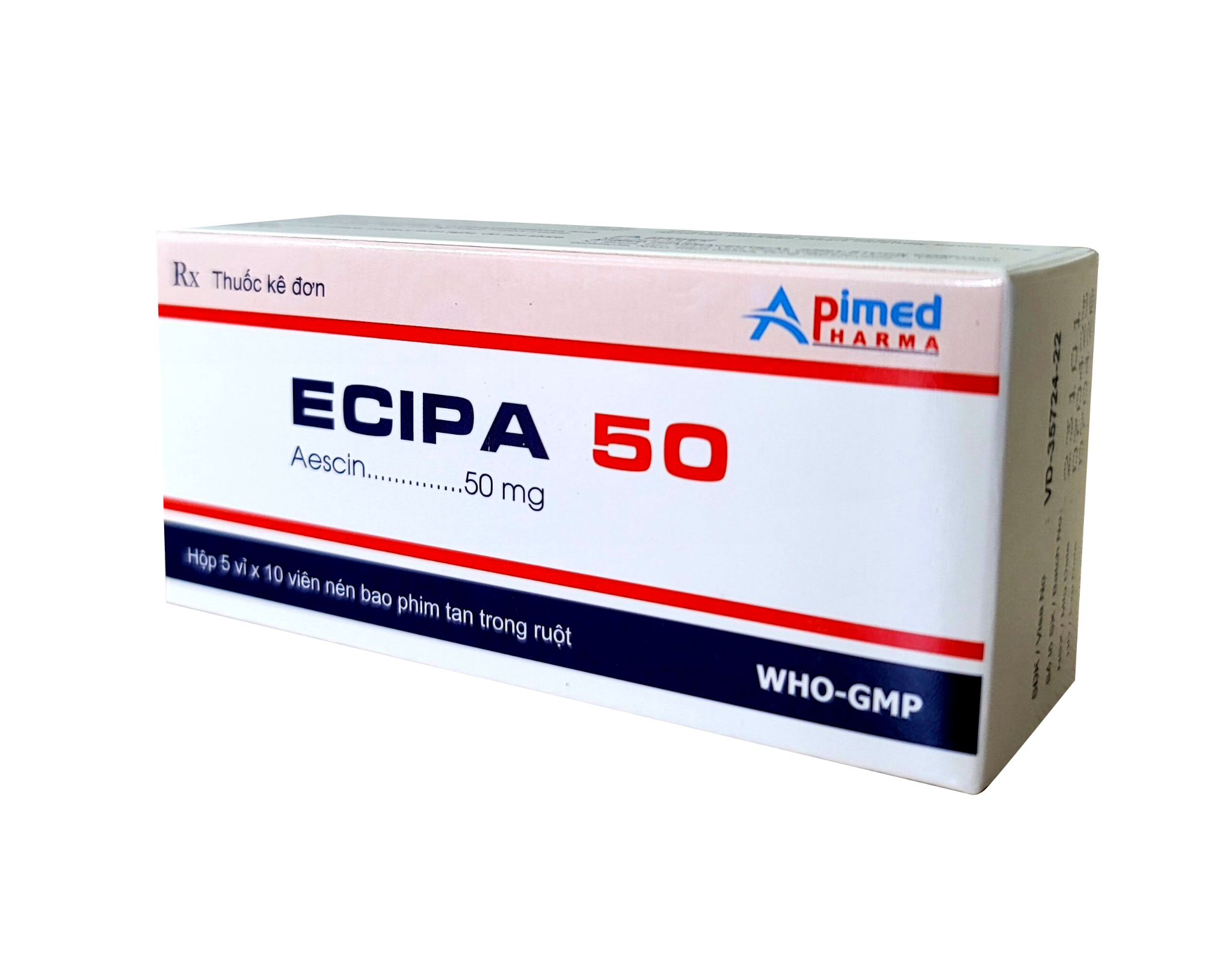 Ecipa (Aescin 50 mg) Giảm viêm giãn tĩnh mạch, chống viêm, giảm phù