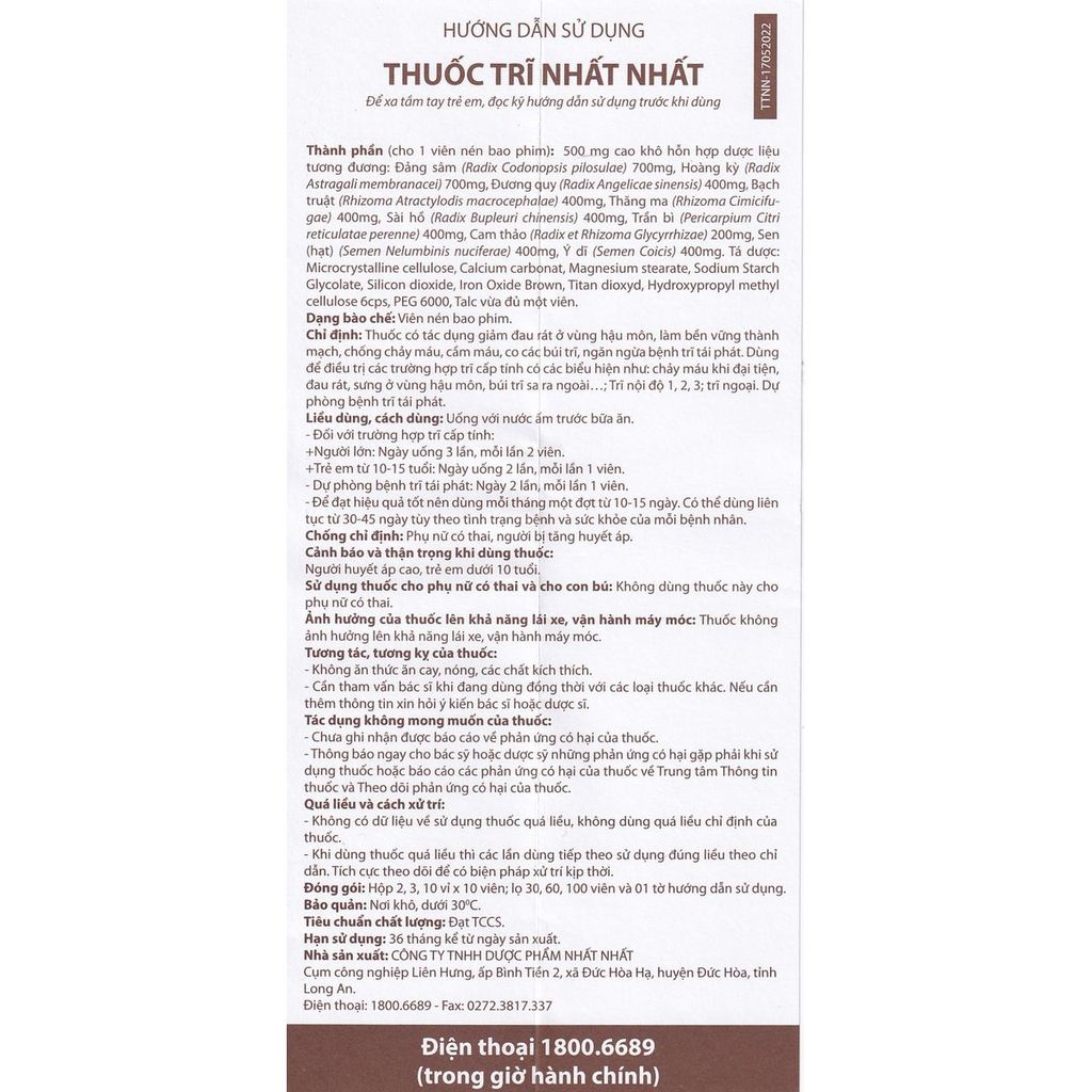 THUỐC TRĨ NHẤT NHẤT