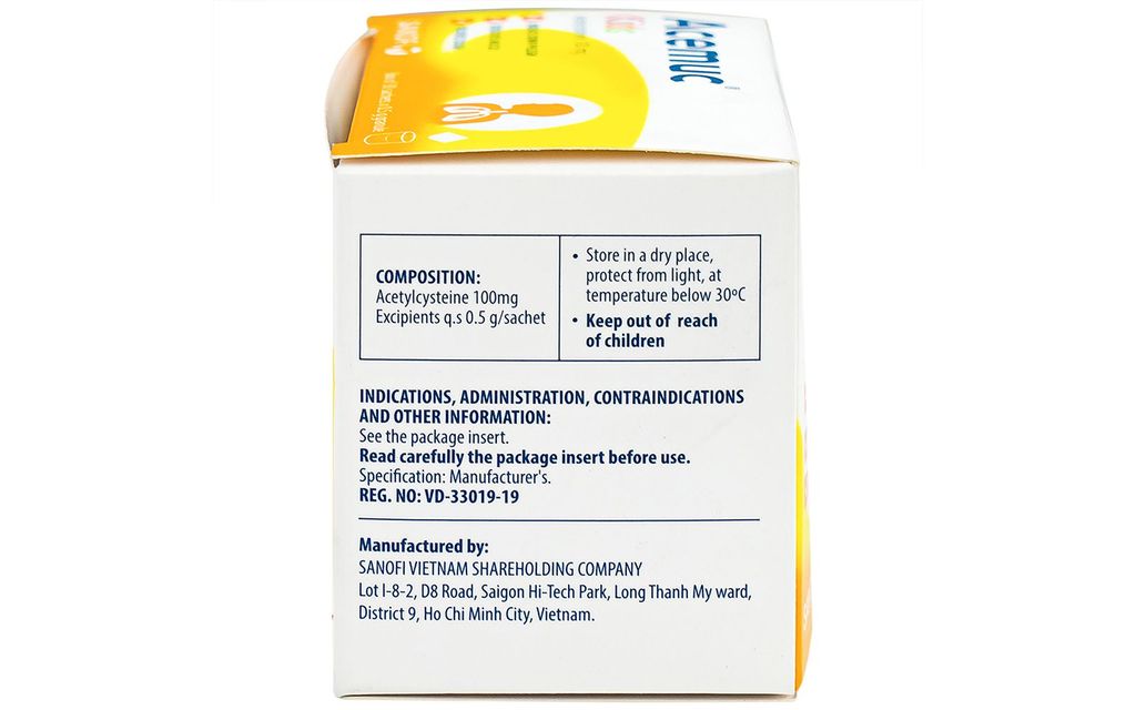 Thuốc Acemuc Kids 100mg Sanofi tiêu đờm, giảm ho, tiêu nhầy (30 gói)