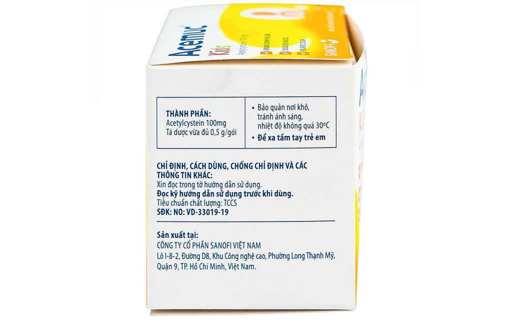 Thuốc Acemuc Kids 100mg Sanofi tiêu đờm, giảm ho, tiêu nhầy (30 gói)