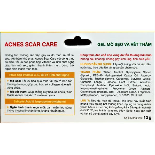 Gel Acnes Scar Care hỗ trợ mờ sẹo, giảm nhanh thâm mụn (12g)