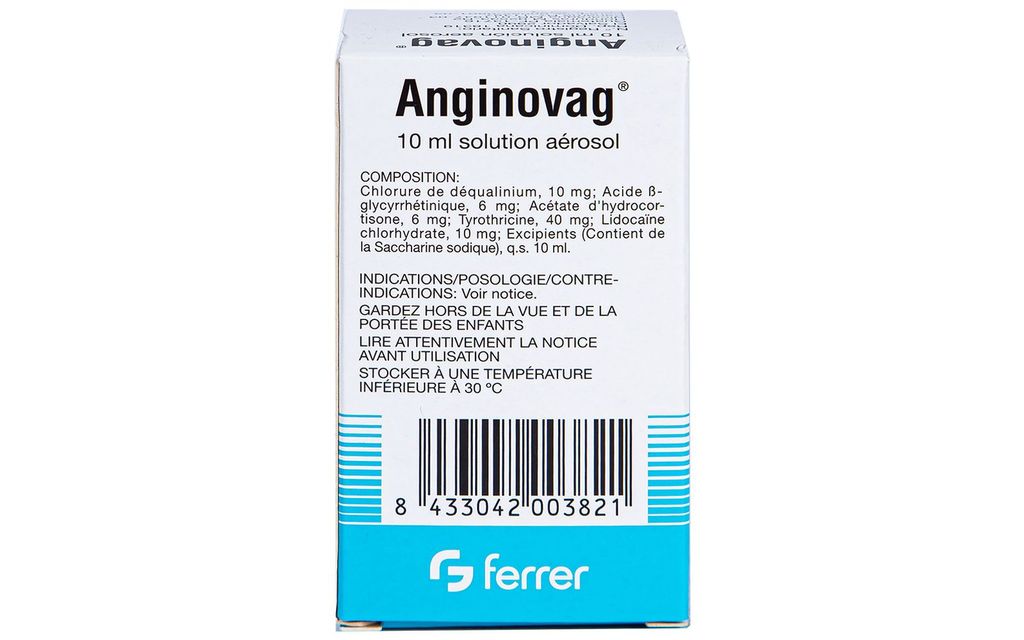 Dung dịch xịt họng Anginovag Ferrer điều trị viêm amidan, viêm hầu họng (10ml)