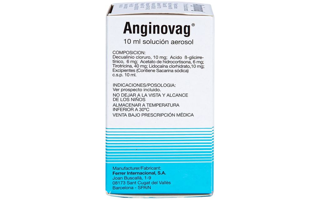 Dung dịch xịt họng Anginovag Ferrer điều trị viêm amidan, viêm hầu họng (10ml)