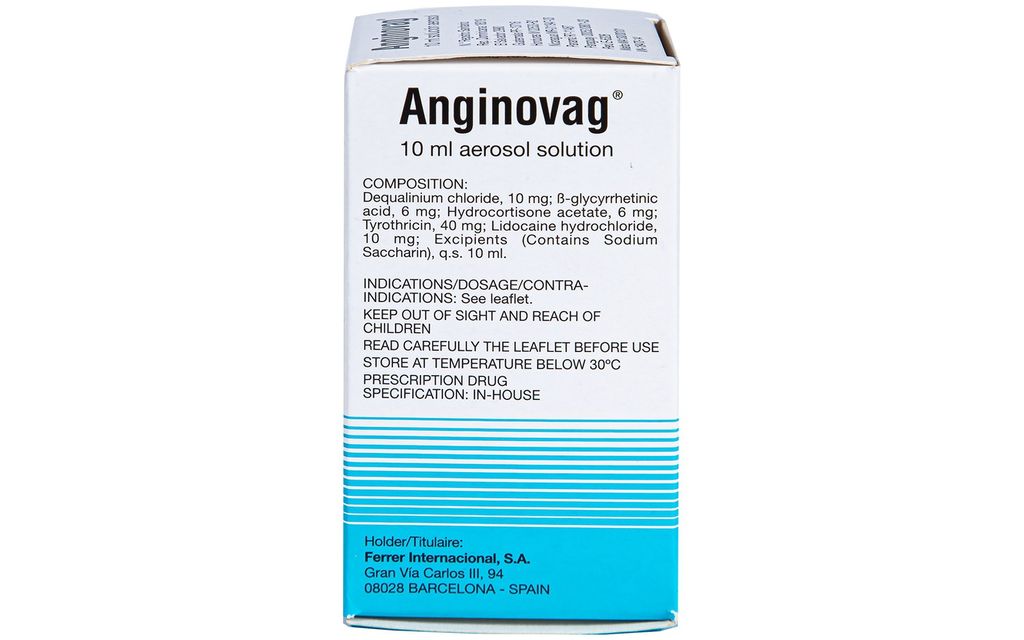 Dung dịch xịt họng Anginovag Ferrer điều trị viêm amidan, viêm hầu họng (10ml)