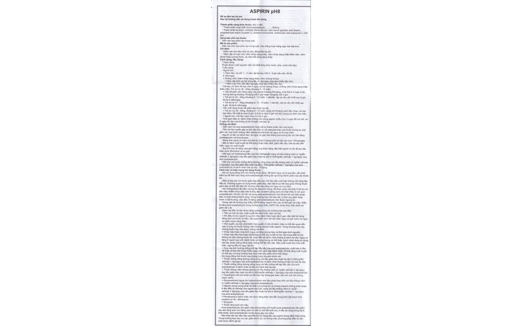 Thuốc Aspirin pH8 Mekophar giảm đau, hạ sốt (20 vỉ x 10 viên)