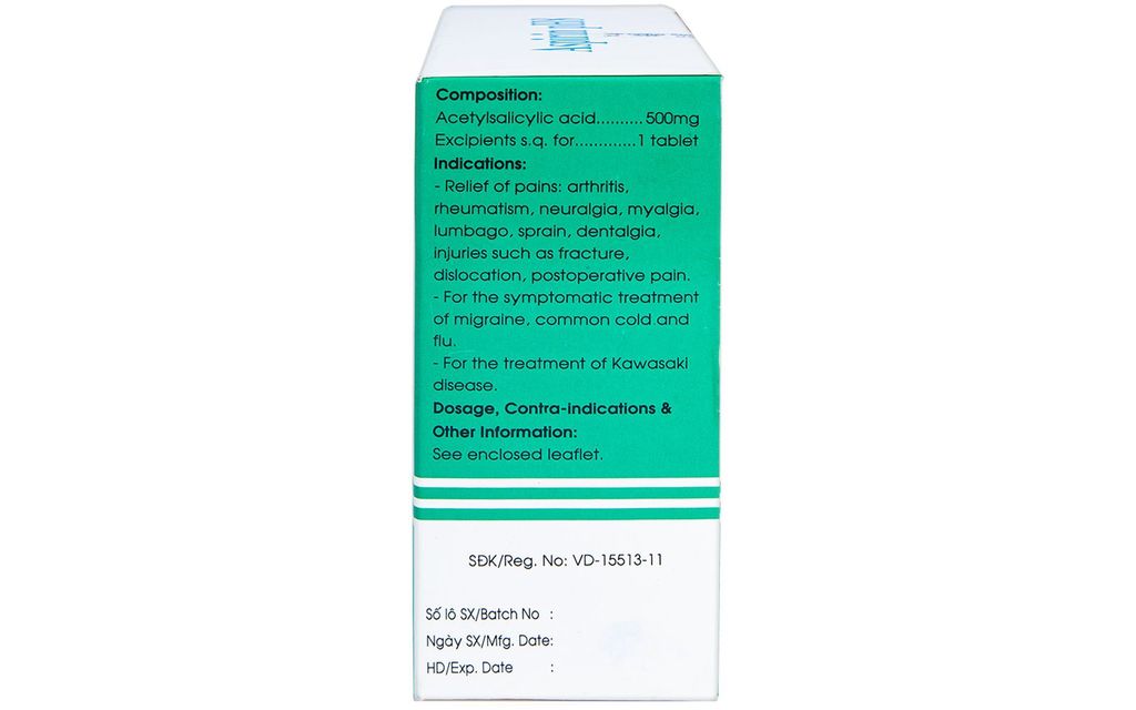 Thuốc Aspirin pH8 Mekophar giảm đau, hạ sốt (20 vỉ x 10 viên)