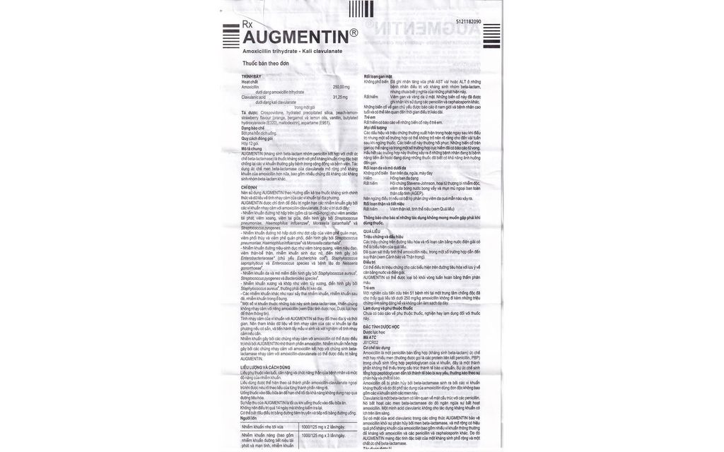 Bột Augmentin 250mg/31.25mg GSK điều trị nhiễm khuẩn (12 gói)
