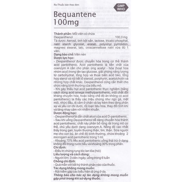 Thuốc Bequantene 100mg Mediplantex điều trị rụng tóc (2 vỉ x 10 viên)