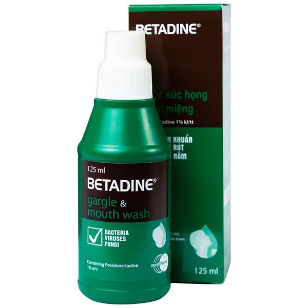 Thuốc súc họng Betadine Gargle & Mouth Wash điều trị nhiễm trùng niêm mạc miệng, cổ họng (125ml)
