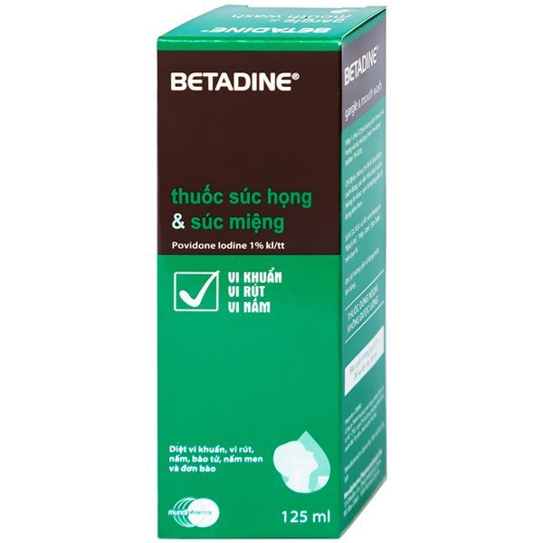 Thuốc súc họng Betadine Gargle & Mouth Wash điều trị nhiễm trùng niêm mạc miệng, cổ họng (125ml)