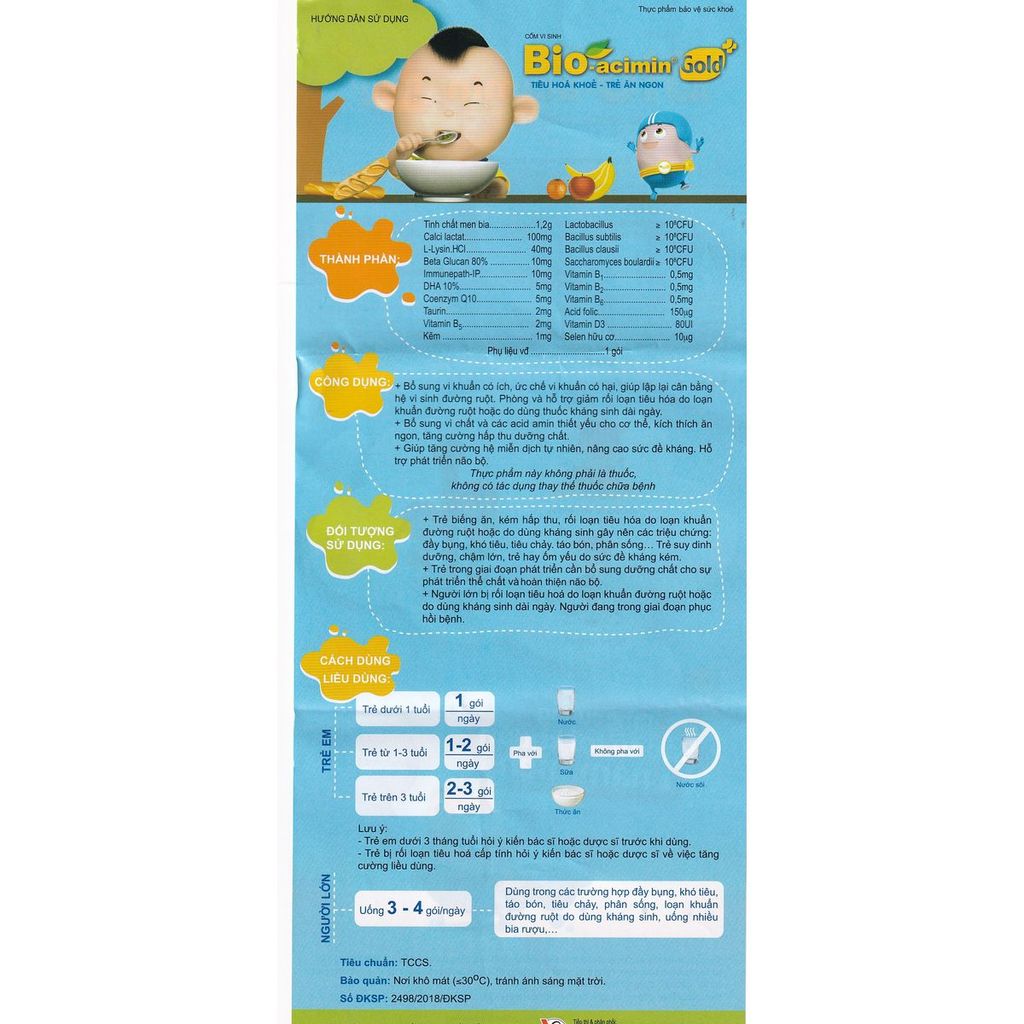 Cốm vi sinh Bio-acimin Gold QD-Meliphar giảm rối loạn tiêu hóa (30 gói)