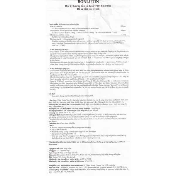 Thuốc Bonlutin Giảm Triệu Chứng Thoái Hóa Khớp Gối (Hộp 4 Vỉ X 15 Viên)