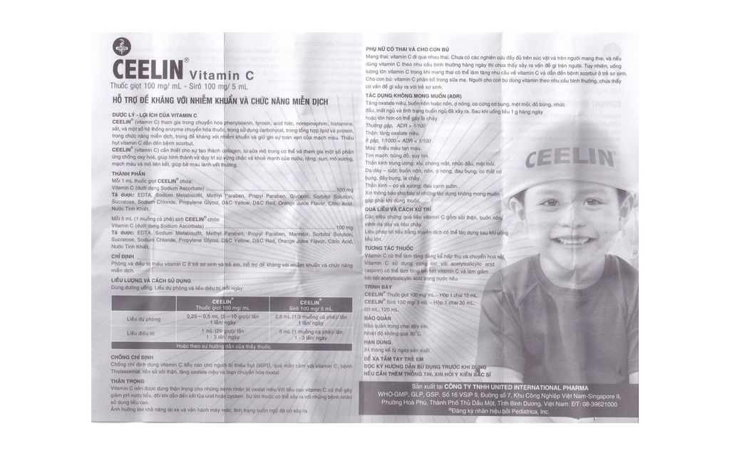 Siro Ceelin United International điều trị thiếu vitamin C ở trẻ em (120ml)