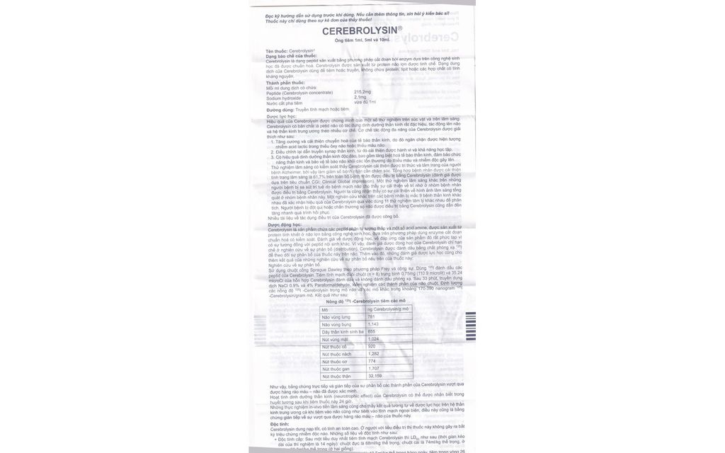 Thuốc tiêm Cerebrolysin 10ml Ever Pharma điều trị rối loạn trí nhớ (5 ống x 10ml)