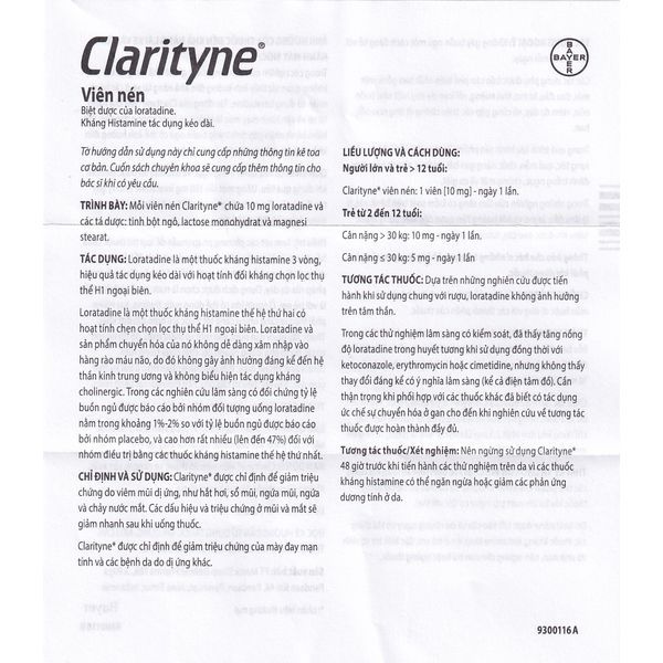 Thuốc Clarityne 10mg MSD giảm viêm mũi dị ứng, hắt hơi, sổ mũi (10 viên)