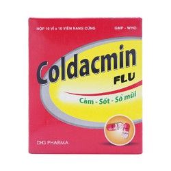 Coldacmin (Hộp10 vỉ*10 viên) - Ho, Sốt, Cảm, Hắt hơi, Sổ mũi, Đau đầu.