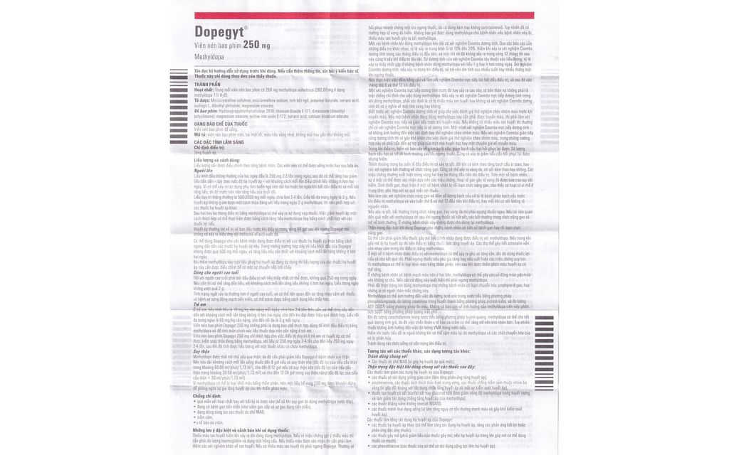 Thuốc Dopegyt 250mg Egis Pharma điều trị tăng huyết áp (10 vỉ x 10 viên)