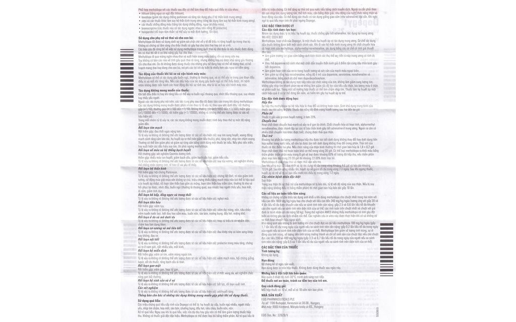 Thuốc Dopegyt 250mg Egis Pharma điều trị tăng huyết áp (10 vỉ x 10 viên)