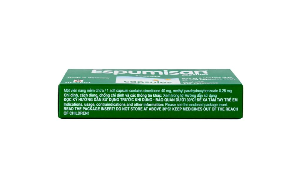 Thuốc Espumisan 40mg Menarini điều trị đầy hơi, chướng bụng (2 vỉ x 25 viên)