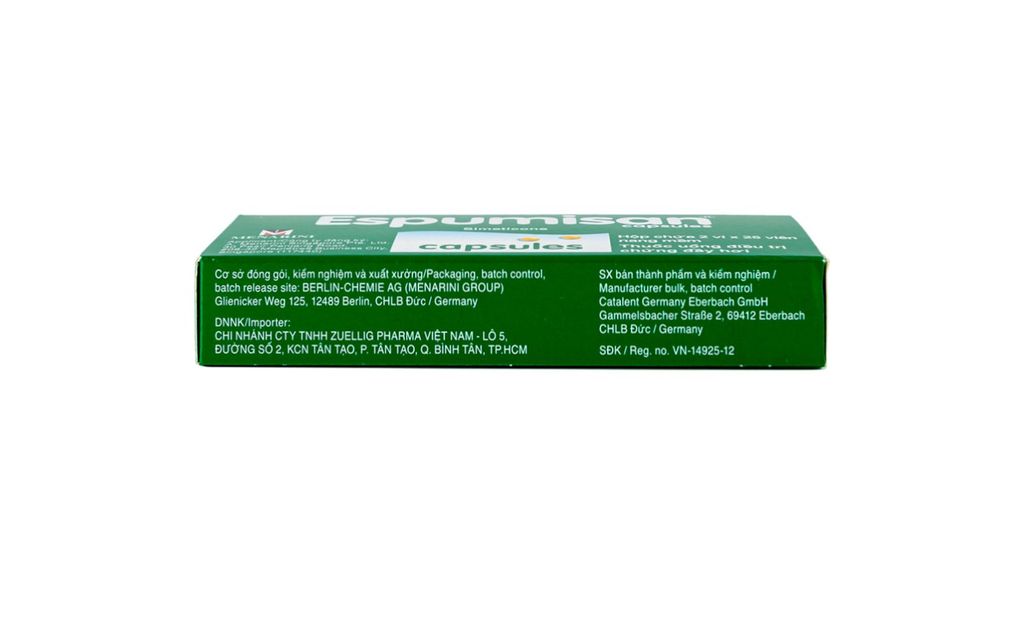 Thuốc Espumisan 40mg Menarini điều trị đầy hơi, chướng bụng (2 vỉ x 25 viên)