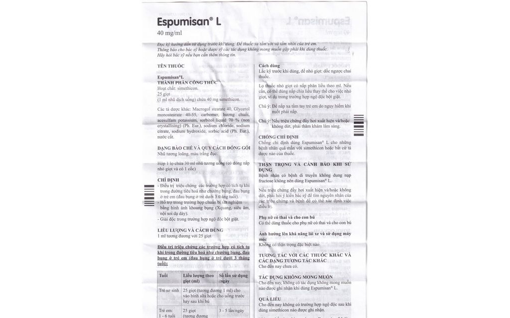 Thuốc Espumisan L Menarini điều trị chứng đầy hơi ở trẻ dưới 3 tháng tuổi (30ml)