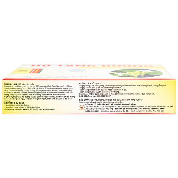 Hộ Tạng Đường - giúp hạ đường huyết, giảm cholesterol máu (30 viên)