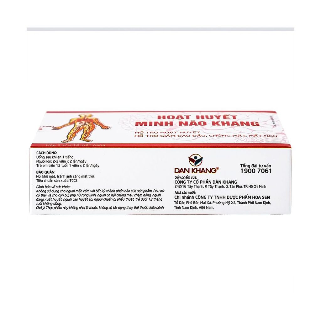 Viên uống Hoạt Huyết Minh Não Khang hỗ trợ hoạt huyết, giảm đau đầu, chóng mặt, mất ngủ (30 viên)