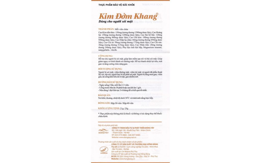 Viên uống Kim Đởm Khang Hồng Bàng hỗ trợ cho người bị sỏi mật (3 vỉ x 10 viên)