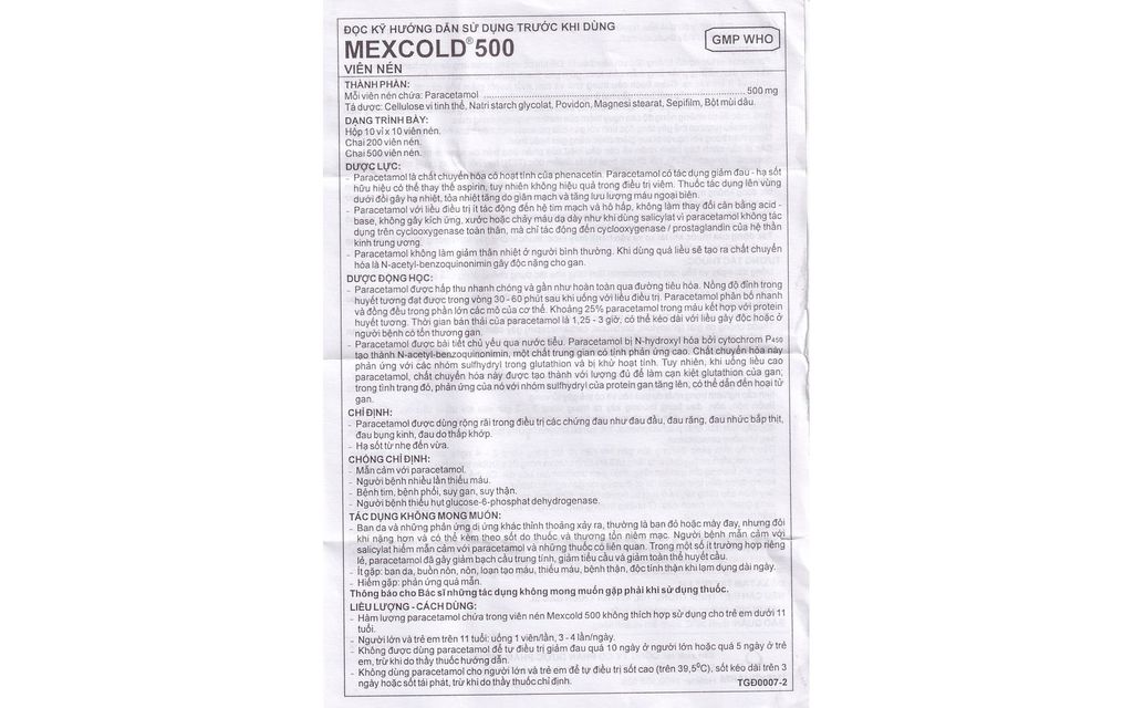 Thuốc Mexcold 500mg Imexpharm giúp giảm đau, hạ sốt (100 viên)