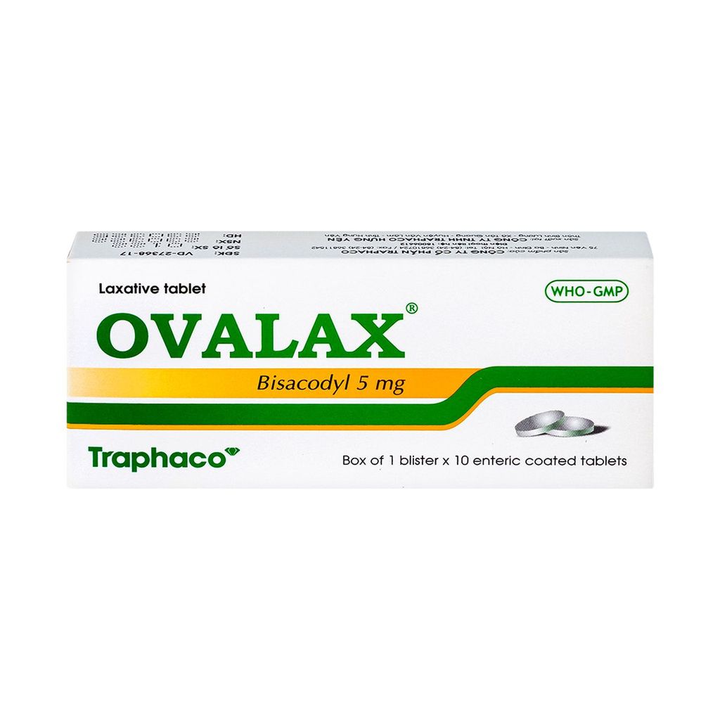 Viên nhuận tràng Ovalax 5mg Traphaco điều trị táo bón, làm sạch ruột (1 vỉ x 10 viên)