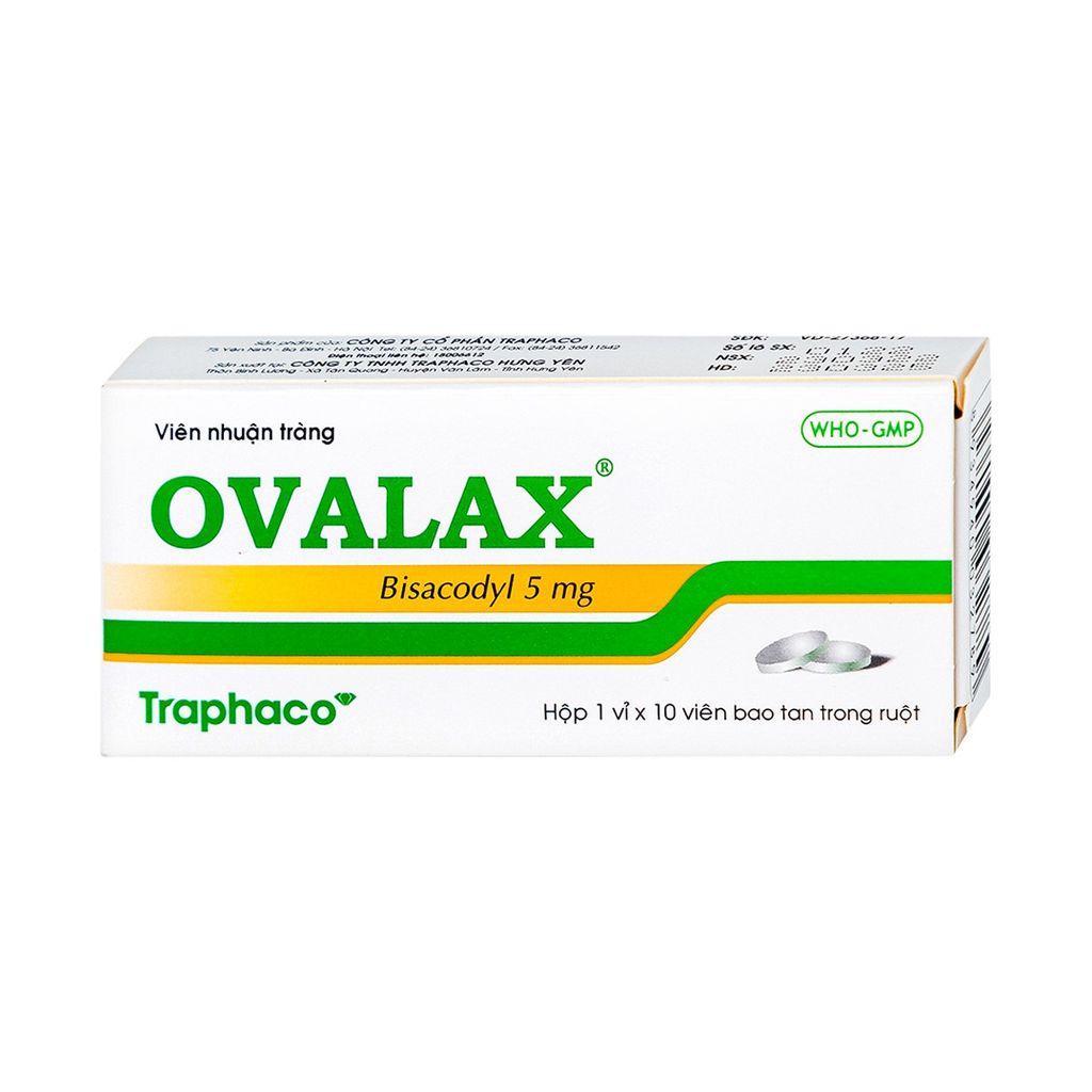 Viên nhuận tràng Ovalax 5mg Traphaco điều trị táo bón, làm sạch ruột (1 vỉ x 10 viên)