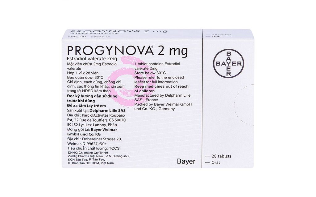 Thuốc Progynova Bayer điều trị các triệu chứng estrogen (1 vỉ x 28 viên)