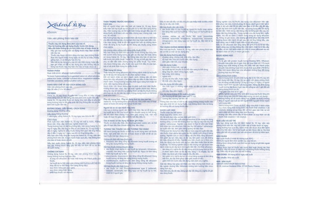 Thuốc Xatral Xl 10mg Sanofi điều trị tiền liệt tuyến (30 viên)