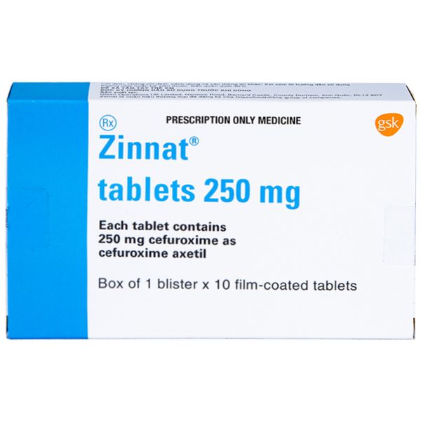 Thuốc Zinnat 250mg GSK điều trị viêm tai giữa, viêm xoang (10 viên