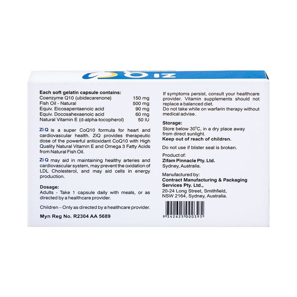 Viên nang mềm Zi Q Zifam hỗ trợ tim mạch, hạn chế quá trình lão hoá (10 viên)