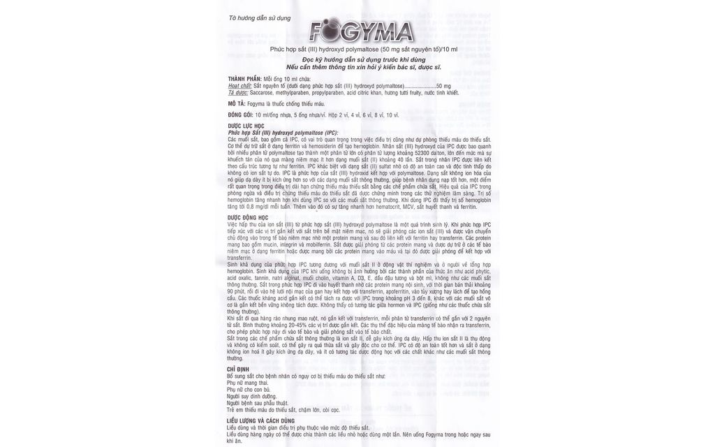 Thuốc Fogyma CPC1 điều trị thiếu máu do thiếu sắt (4 vỉ x 5 ống)