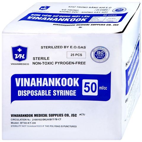 Bơm tiêm sử dụng 1 lần 50ml/cc Vinahankook (25 cái)