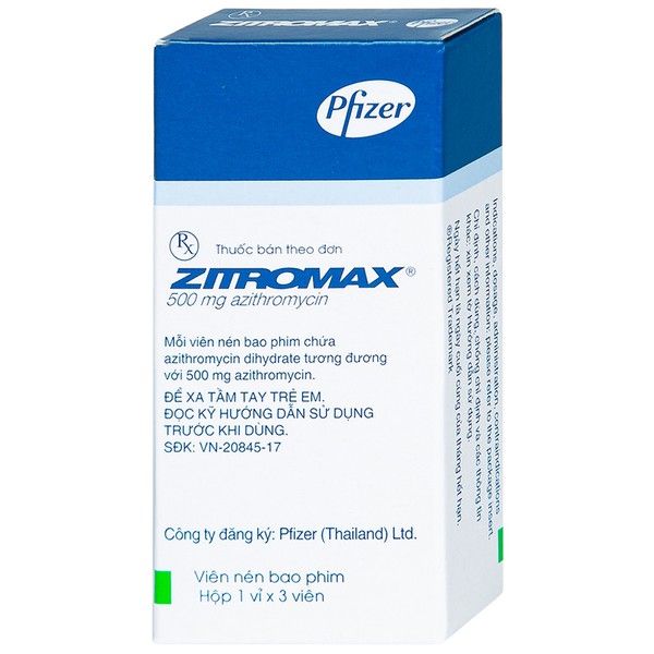 Thuốc Zitromax 500mg Pfizer điều trị nhiễm khuẩn đường hô hấp (1 vỉ x Nhà Thuốc 3P Pharmacy