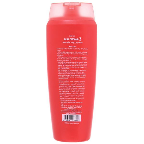 Dầu xả Thái Dương 3 hương hoa giúp tóc khỏe mạnh, mềm mại, óng ả (200ml)