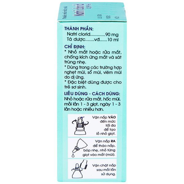 Thuốc nhỏ mắt, mũi Natri Clorid 0.9% Traphaco